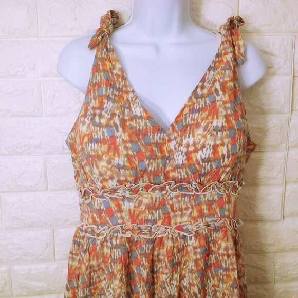 Gypsies+Moondust Tiered Ruffle Mini Sun Dress Lady-L Knot-Straps Smocked HiWaist - Picture 2 of 14